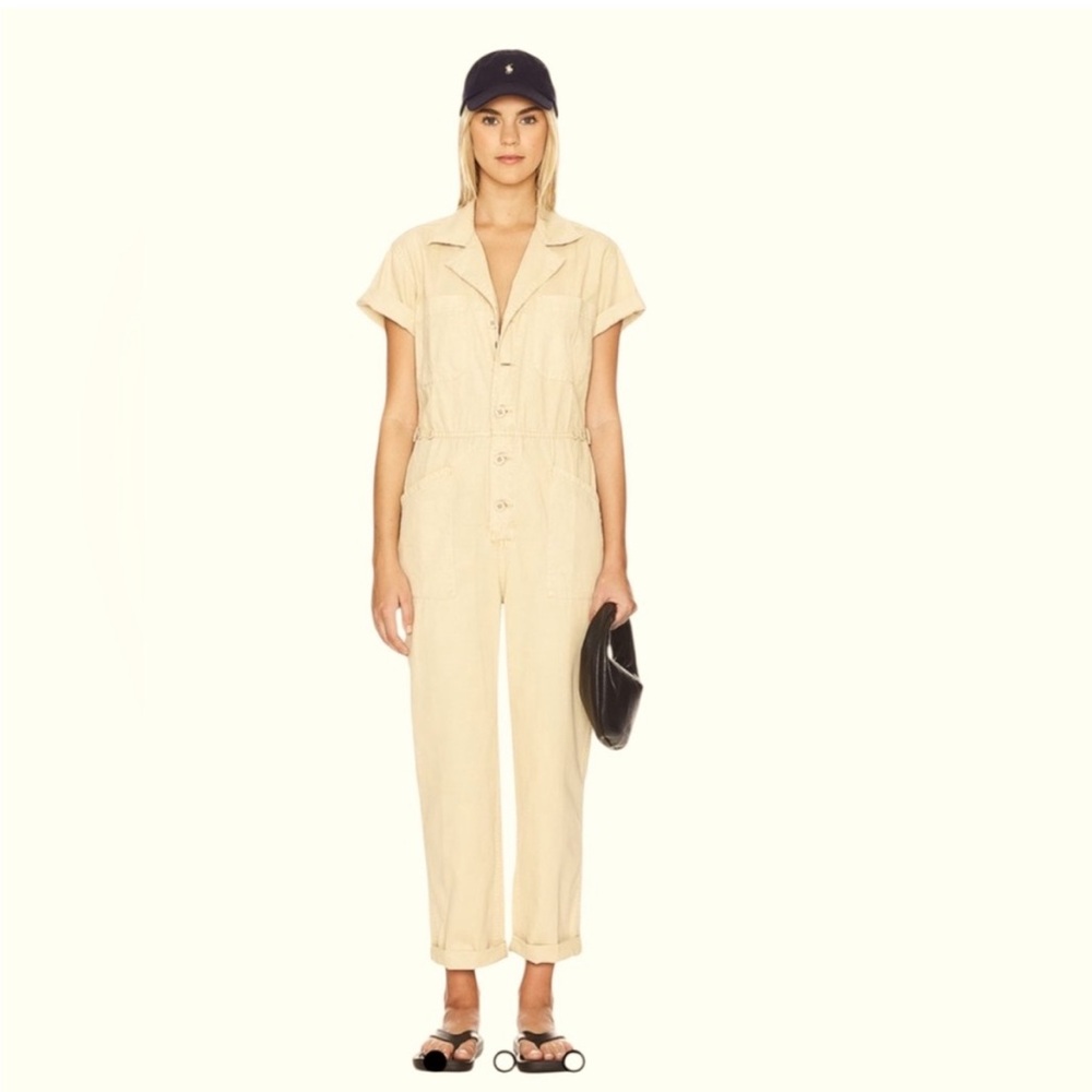 PISTOLA - Grover short sleeve jumpsuit- Champagne color - SMALL